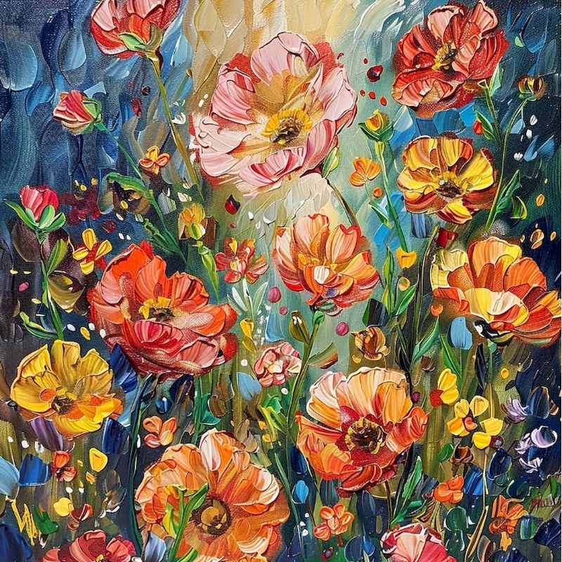 Resin Art Wallpaper - GATYZTORY Flower Diamond Painting Wall Art