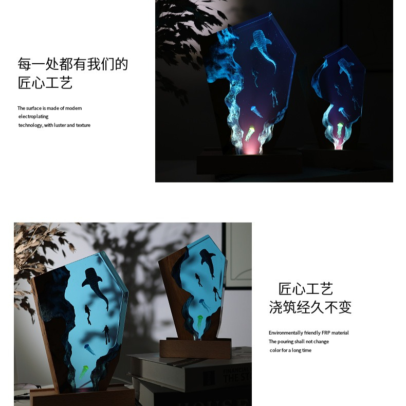 Resin Cave Whale Diver Desktop - đánh giá và giá Resin Art Wedding Gift
